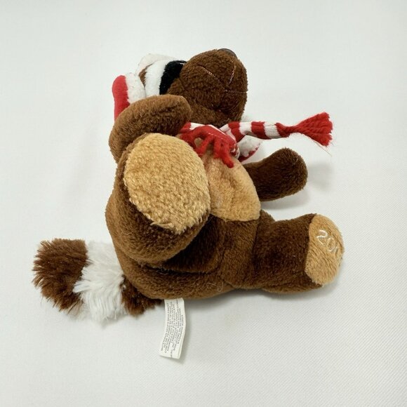 Sears Raccoon Reginald Christmas Plush Toy Winter Scarf Hat Earmuffs Sit Shelf - Picture 4 of 12